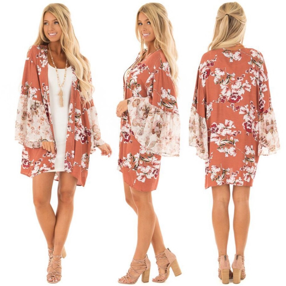 Boho Bloom Kimono Floral Print Rustic - Picture 4 of 8
